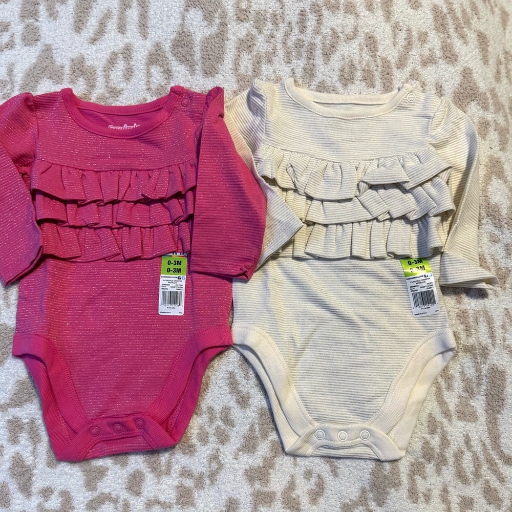 Garanimals Pink and Cream Ruffled Bodysuits